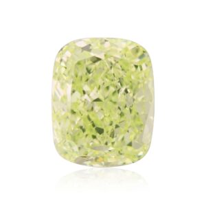 1.49 Carat Fancy Intense Yellow Green Cushion Diamond VVS1 GIA