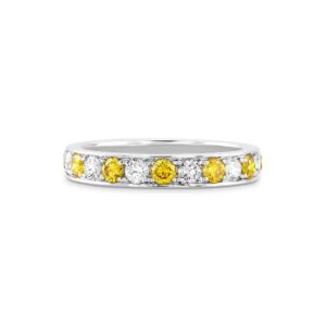 Fancy Vivid Orange Yellow and White Diamond Band